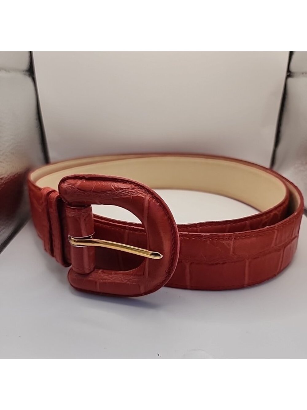 Vintage Crown Pacific Women's Red Leather Belt XL 41-45" Waist